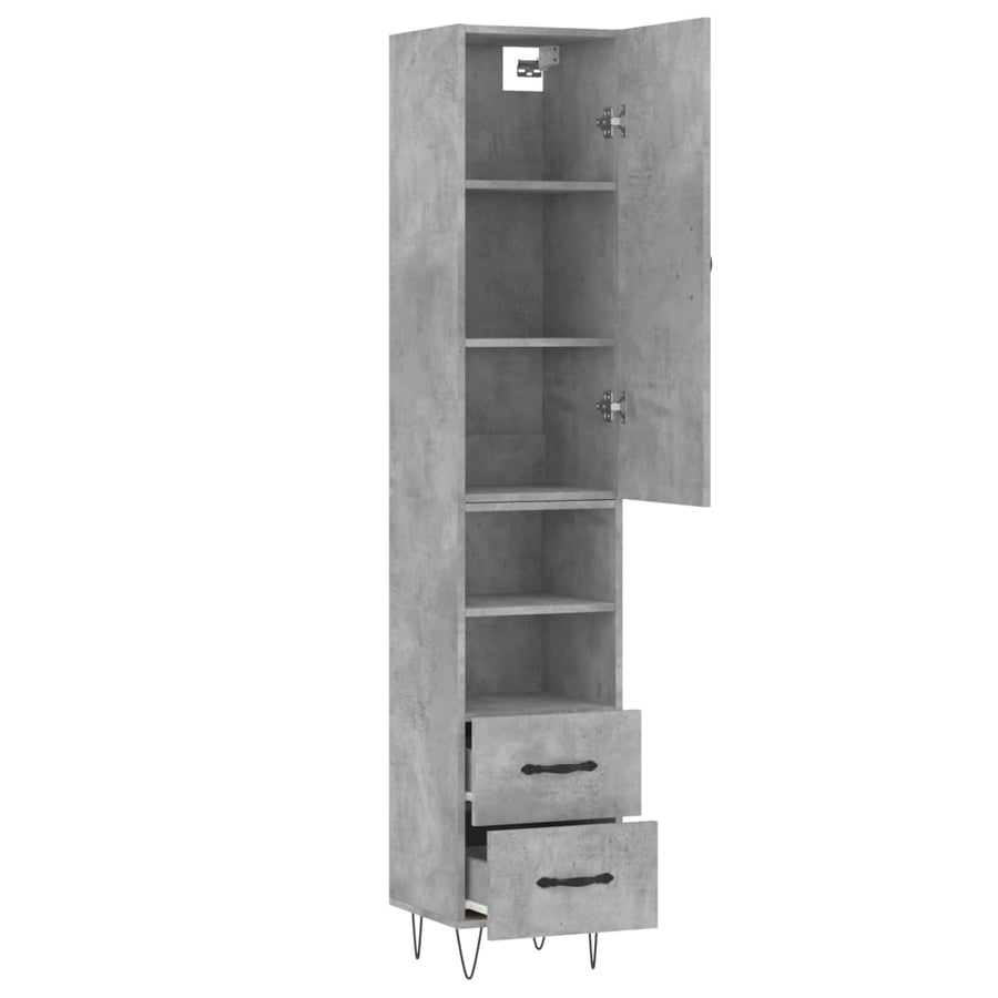 Hoge Kast 34,5X34X180 Cm Bewerkt Hout Betongrijs