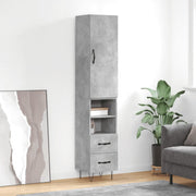 Hoge kast 34,5x34x180 cm bewerkt hout betongrijs