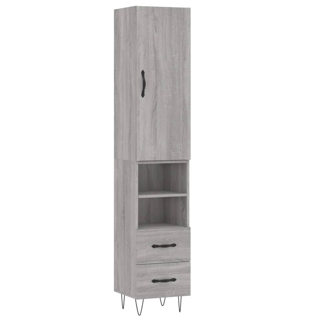 Hoge Kast 34,5X34X180 Cm Bewerkt Hout Grijs Sonoma Eikenkleurig