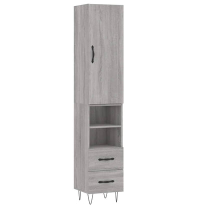 Hoge Kast 34,5X34X180 Cm Bewerkt Hout Grijs Sonoma Eikenkleurig