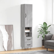 Hoge kast 34,5x34x180 cm grijs sonoma eiken bewerkt hout