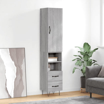 Hoge Kast 34,5X34X180 Cm Bewerkt Hout Grijs Sonoma Eikenkleurig