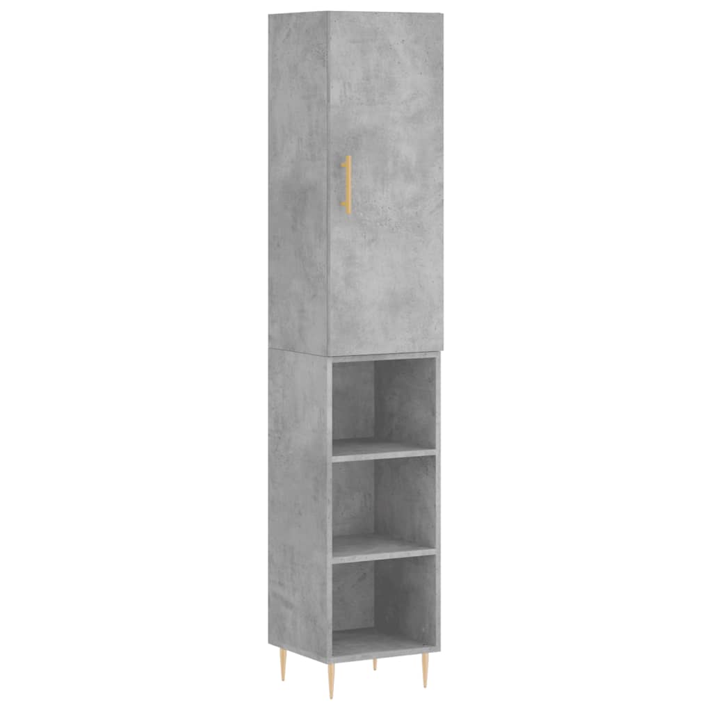 Hoge Kast 34,5X34X180 Cm Bewerkt Hout Betongrijs