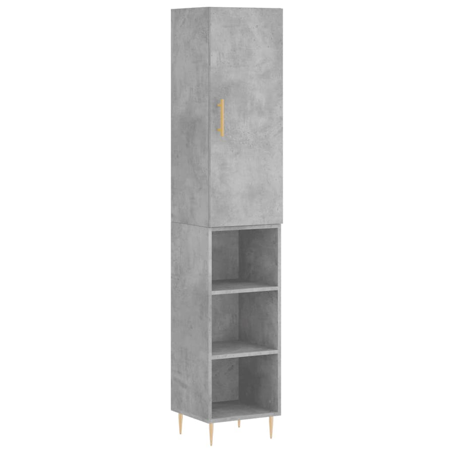 Hoge Kast 34,5X34X180 Cm Bewerkt Hout Betongrijs