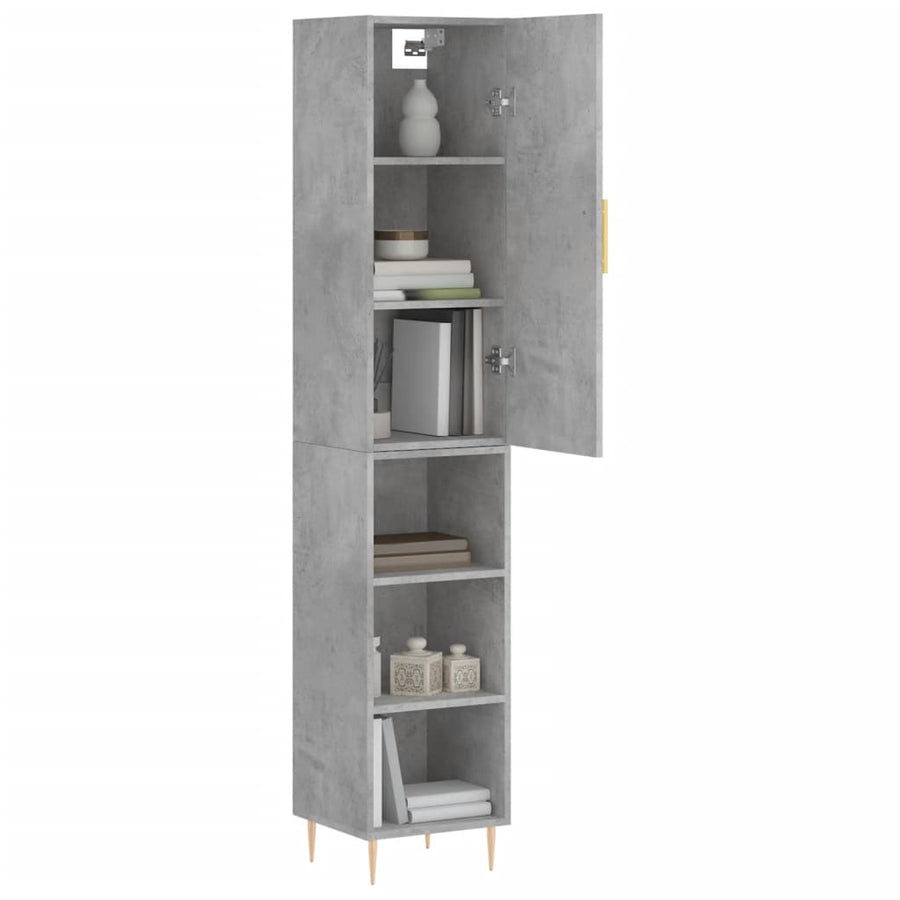 Hoge Kast 34,5X34X180 Cm Bewerkt Hout Betongrijs