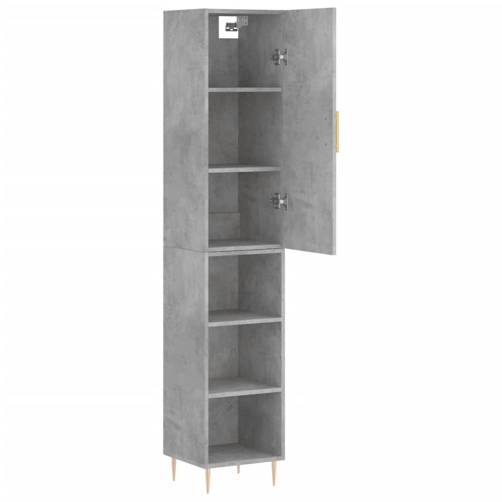 Hoge Kast 34,5X34X180 Cm Bewerkt Hout Betongrijs