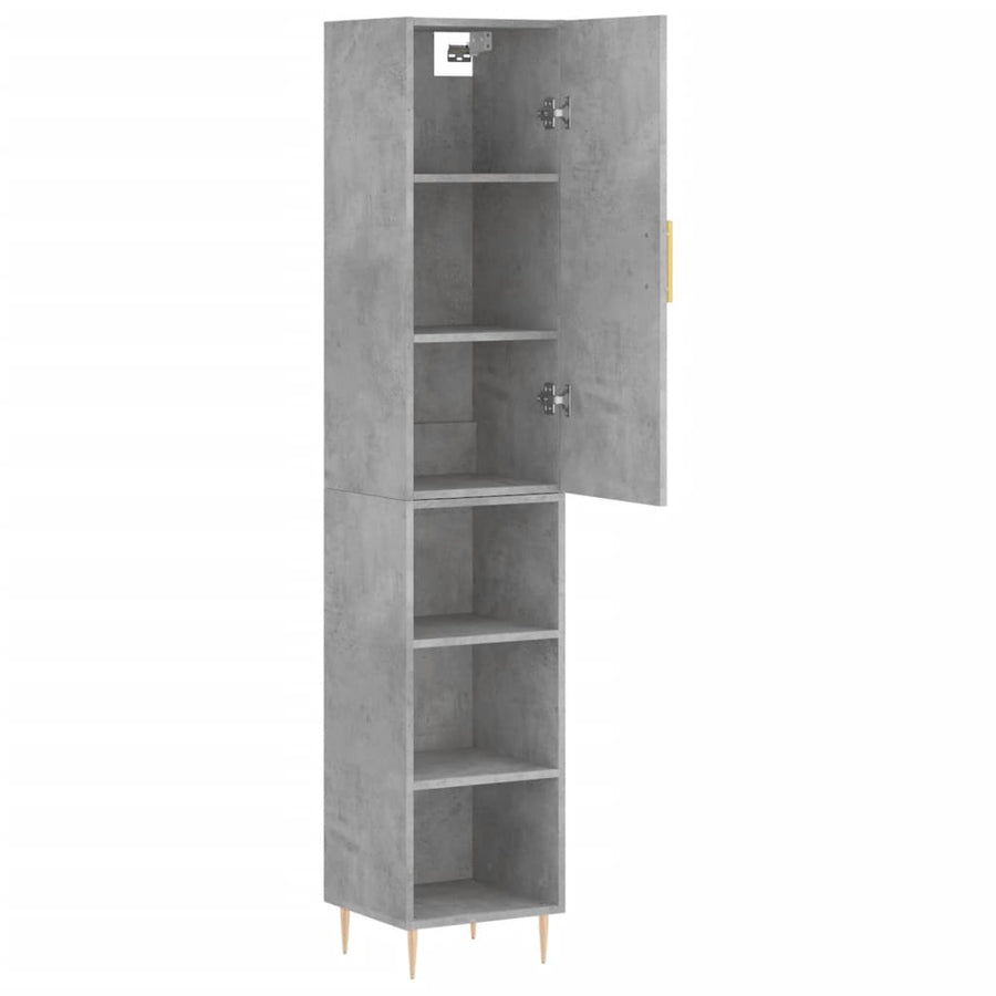 Hoge Kast 34,5X34X180 Cm Bewerkt Hout Betongrijs
