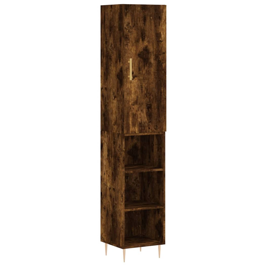 Hoge Kast 34,5X34X180 Cm Bewerkt Hout Gerookt Eikenkleurig