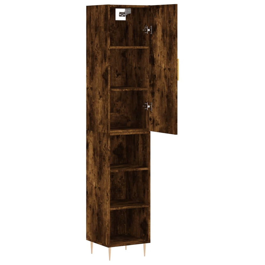 Hoge Kast 34,5X34X180 Cm Bewerkt Hout Gerookt Eikenkleurig