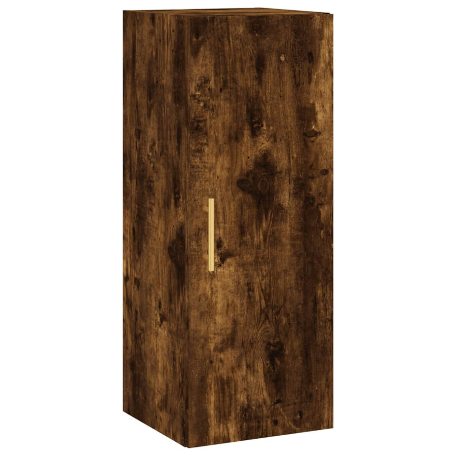 Hoge Kast 34,5X34X180 Cm Bewerkt Hout Gerookt Eikenkleurig