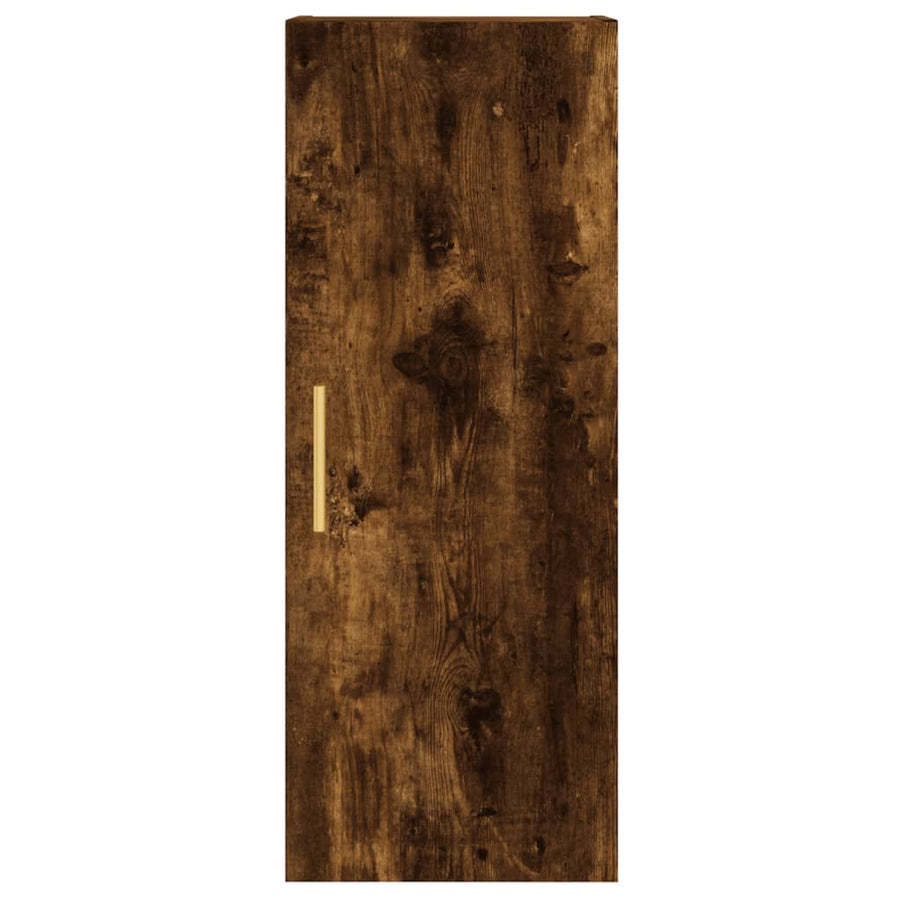 Hoge Kast 34,5X34X180 Cm Bewerkt Hout Gerookt Eikenkleurig
