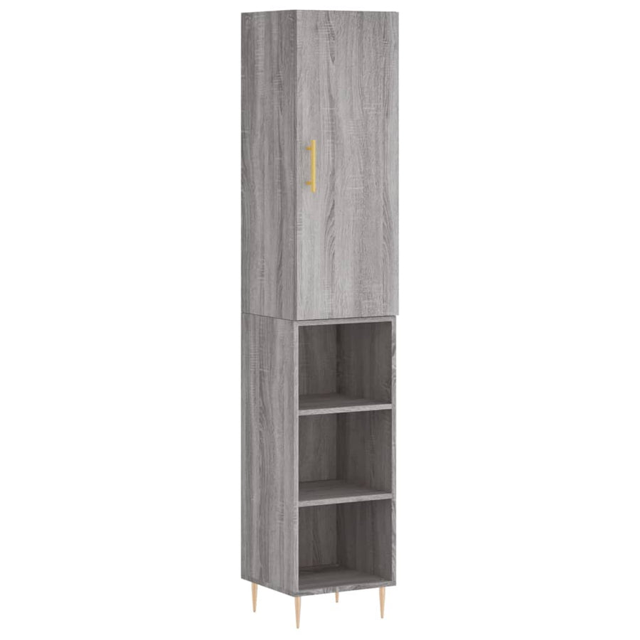 Hoge Kast 34,5X34X180 Cm Bewerkt Hout Grijs Sonoma Eikenkleurig