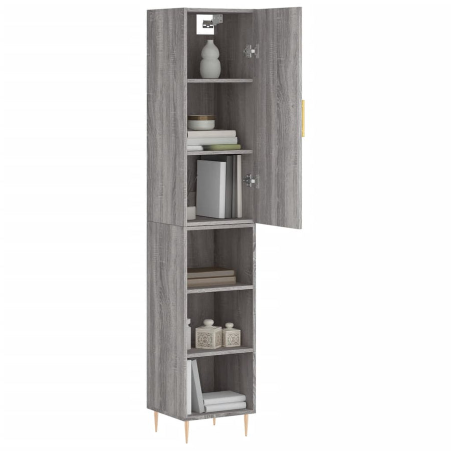 Hoge Kast 34,5X34X180 Cm Bewerkt Hout Grijs Sonoma Eikenkleurig