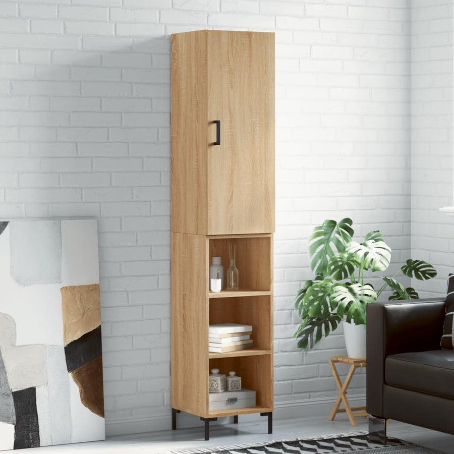 Hoge Kast 34,5X34X180 Cm Bewerkt Hout Sonoma Eikenkleurig