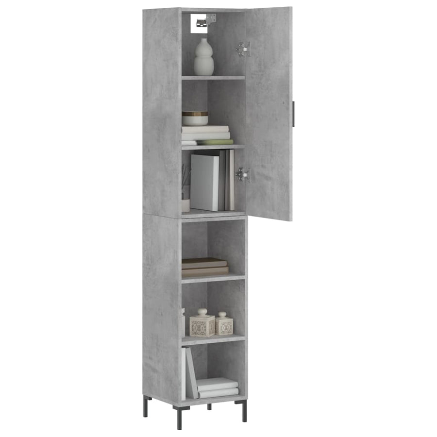 Hoge Kast 34,5X34X180 Cm Bewerkt Hout Betongrijs