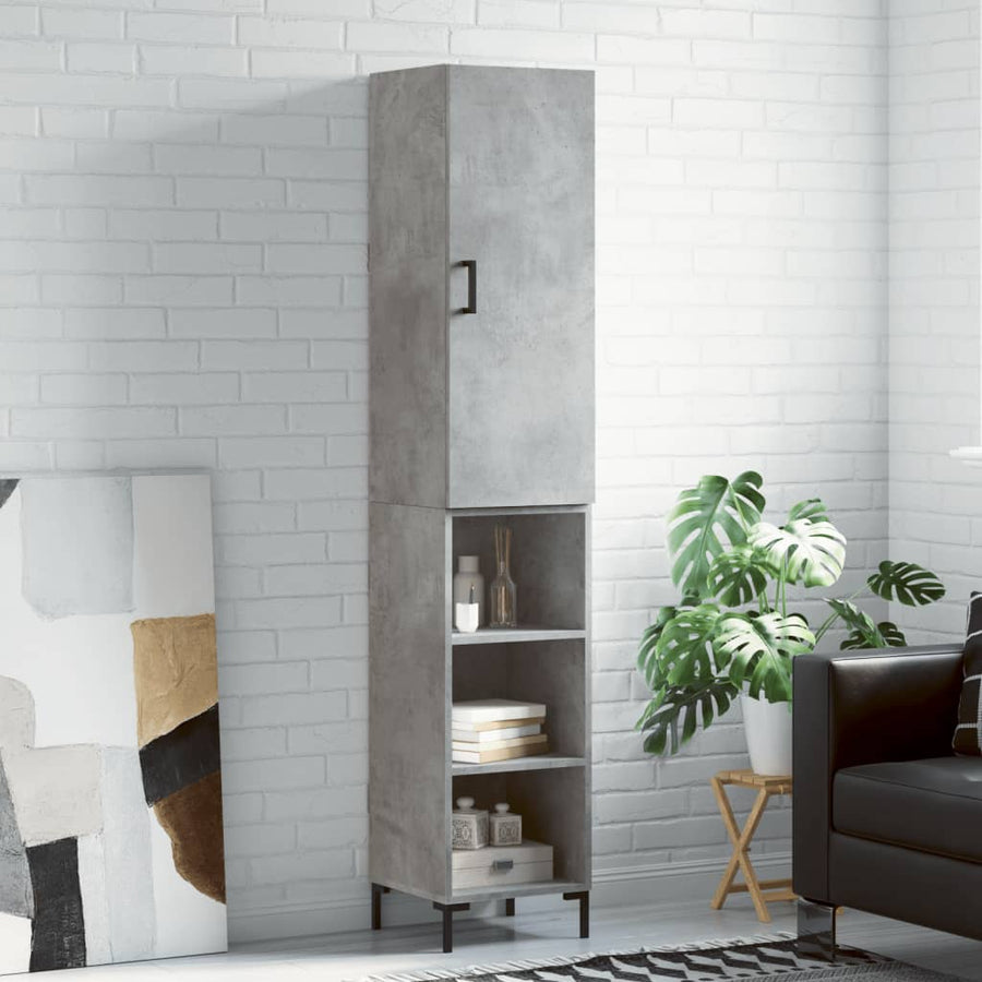 Hoge Kast 34,5X34X180 Cm Bewerkt Hout Betongrijs