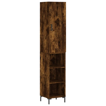 Hoge Kast 34,5X34X180 Cm Bewerkt Hout Gerookt Eikenkleurig
