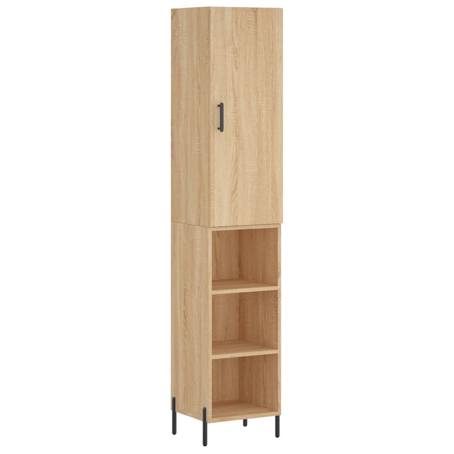 Hoge Kast 34,5X34X180 Cm Bewerkt Hout Kleurig Sonoma eiken