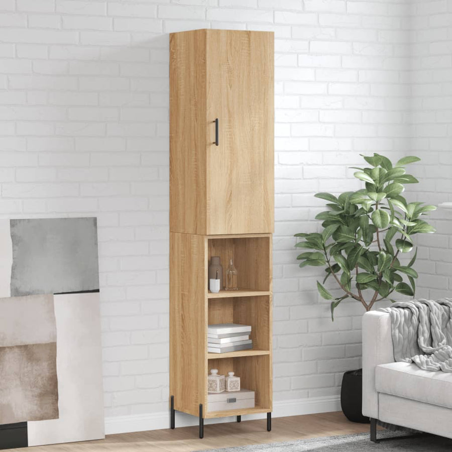 Hoge Kast 34,5X34X180 Cm Bewerkt Hout Kleurig Sonoma eiken