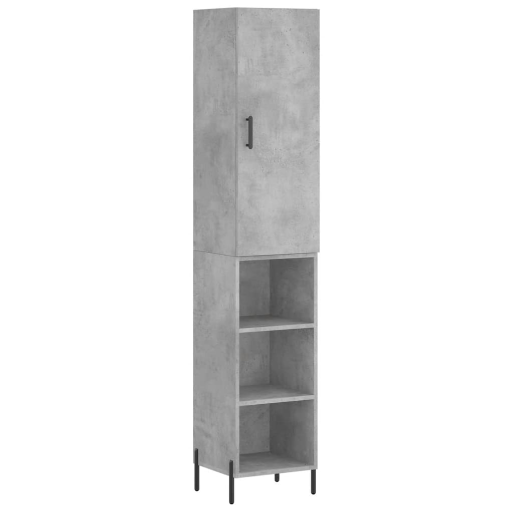 Hoge kast 34,5x34x180 cm bewerkt hout betongrijs