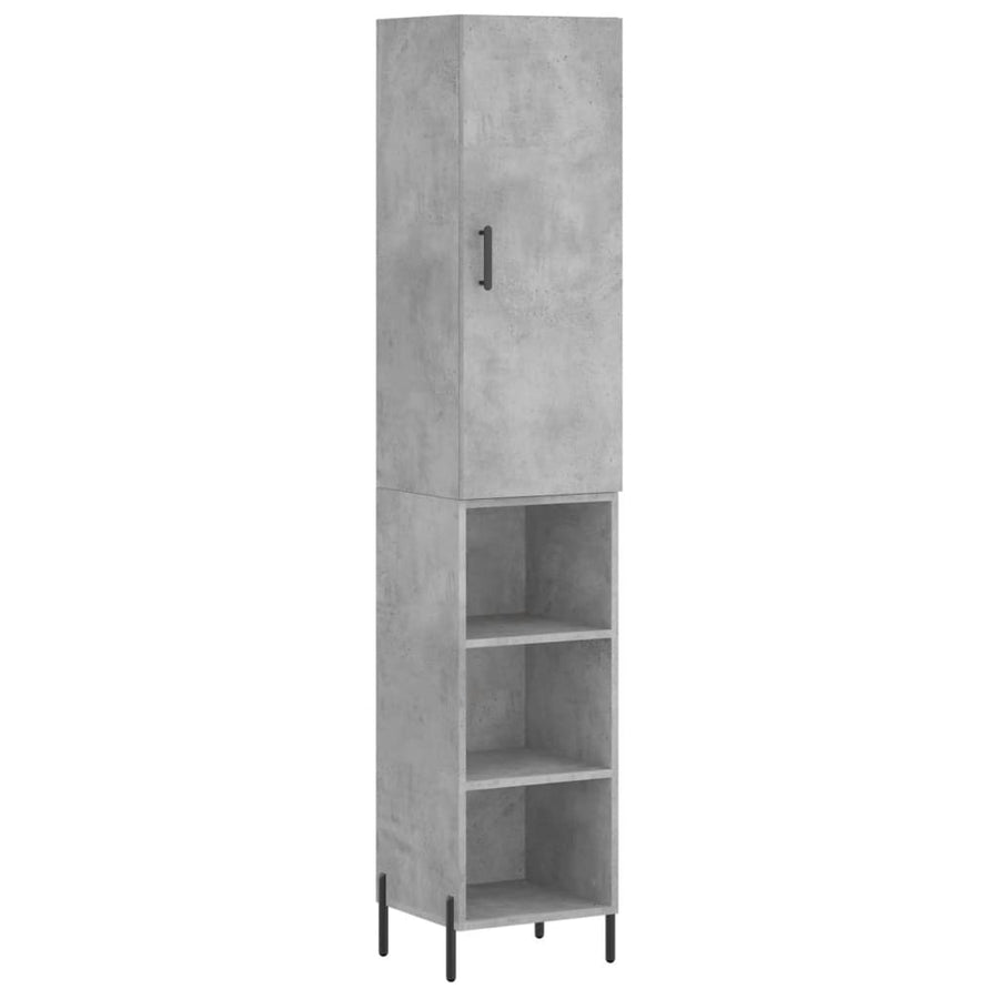 Hoge kast 34,5x34x180 cm bewerkt hout betongrijs
