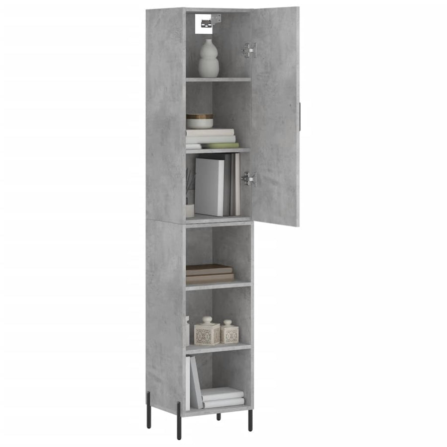 Hoge kast 34,5x34x180 cm bewerkt hout betongrijs