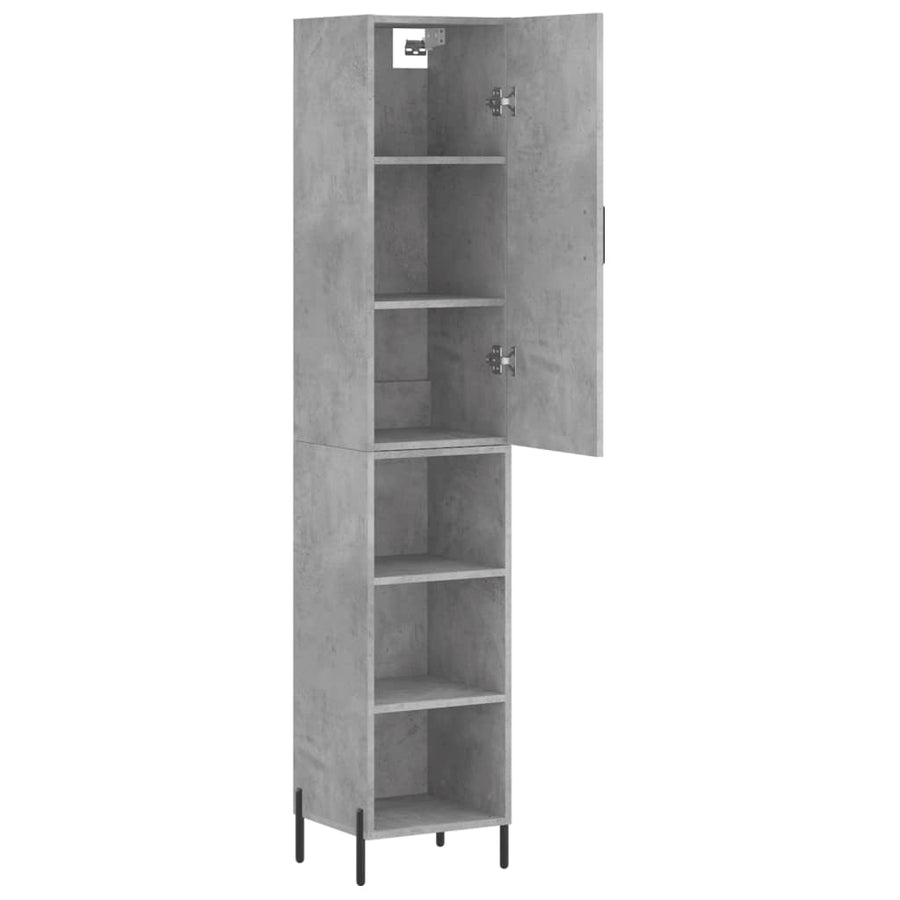 Hoge kast 34,5x34x180 cm bewerkt hout betongrijs