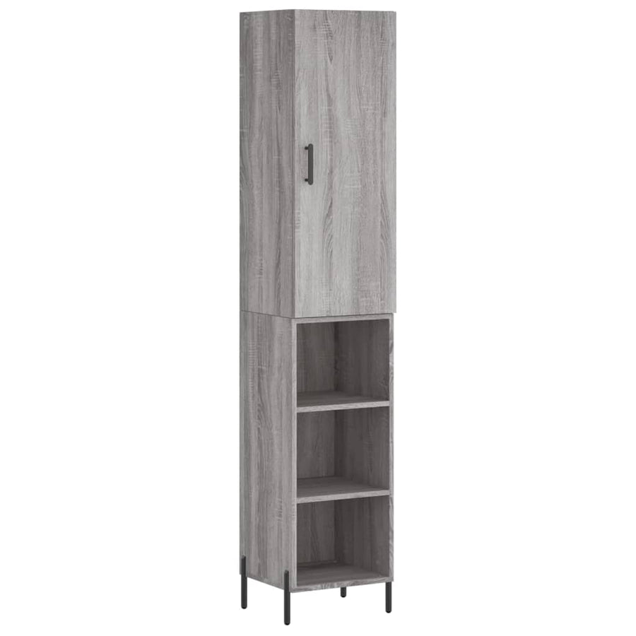 Hoge Kast 34,5X34X180 Cm Bewerkt Hout Grijs Sonoma Eikenkleurig