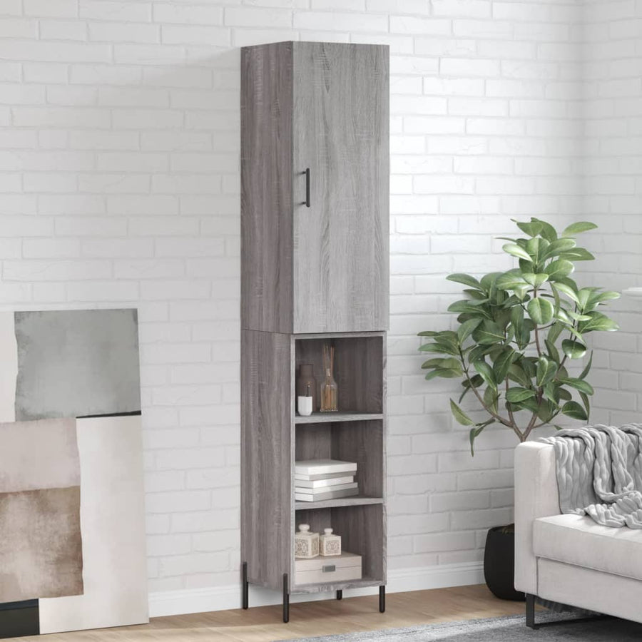 Hoge Kast 34,5X34X180 Cm Bewerkt Hout Grijs Sonoma Eikenkleurig