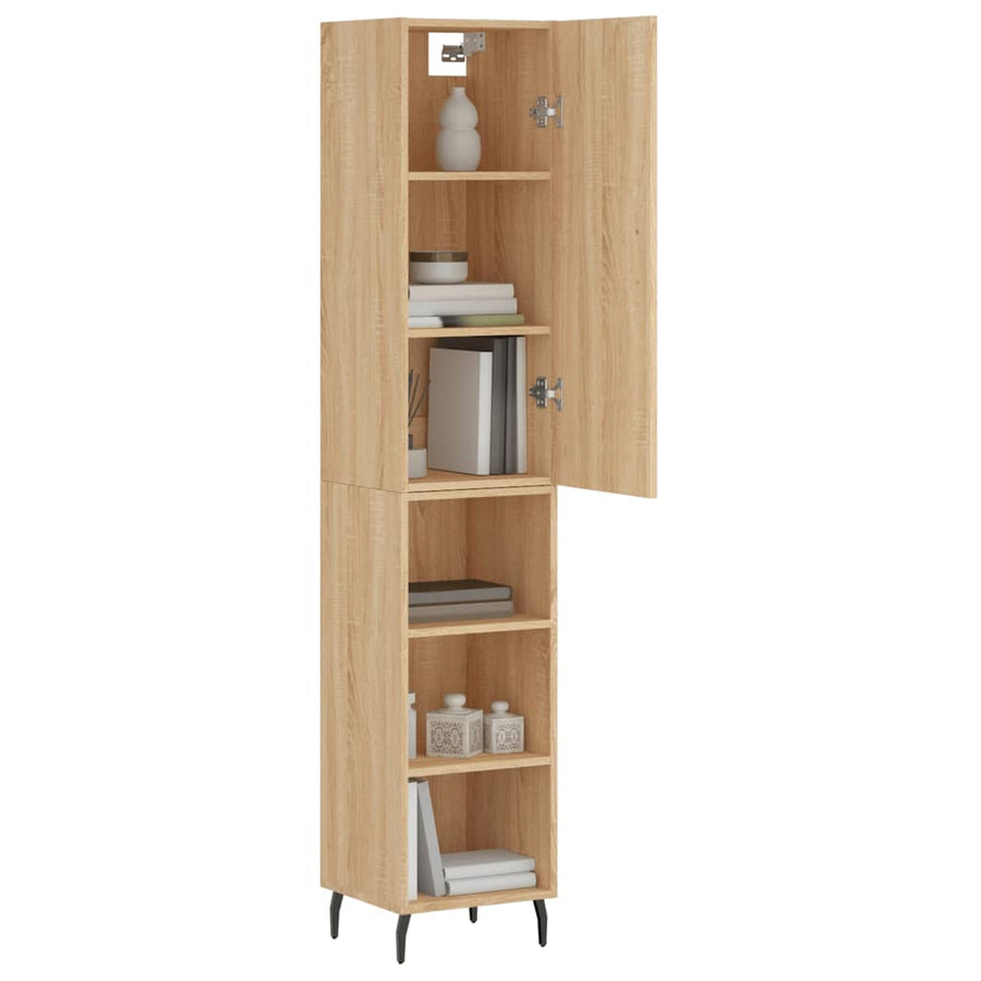Hoge kast 34,5x34x180 cm bewerkt hout sonoma eikenkleurig