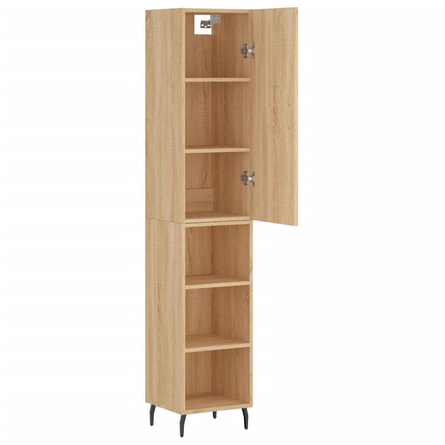 Hoge kast 34,5x34x180 cm bewerkt hout sonoma eikenkleurig