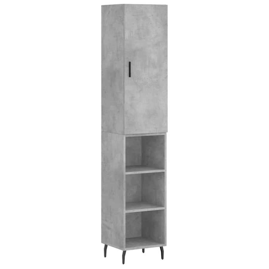 Hoge Kast 34,5X34X180 Cm Bewerkt Hout Betongrijs