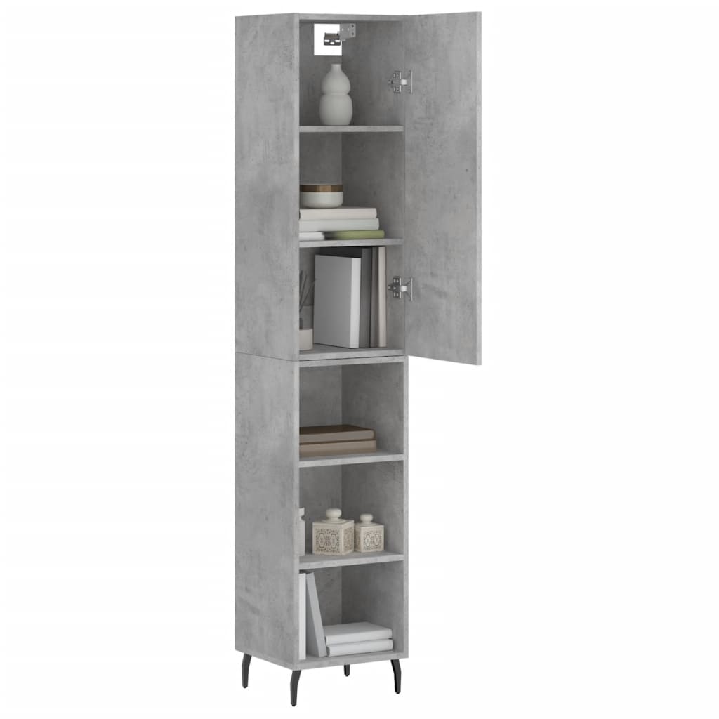 Hoge Kast 34,5X34X180 Cm Bewerkt Hout Betongrijs