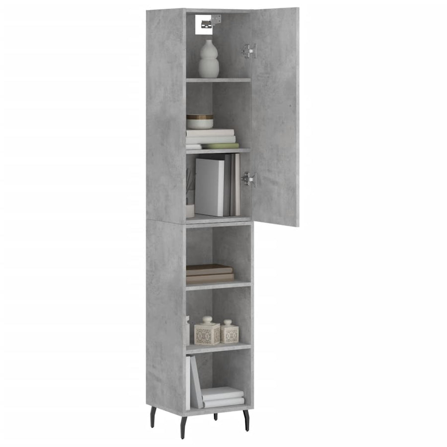 Hoge Kast 34,5X34X180 Cm Bewerkt Hout Betongrijs