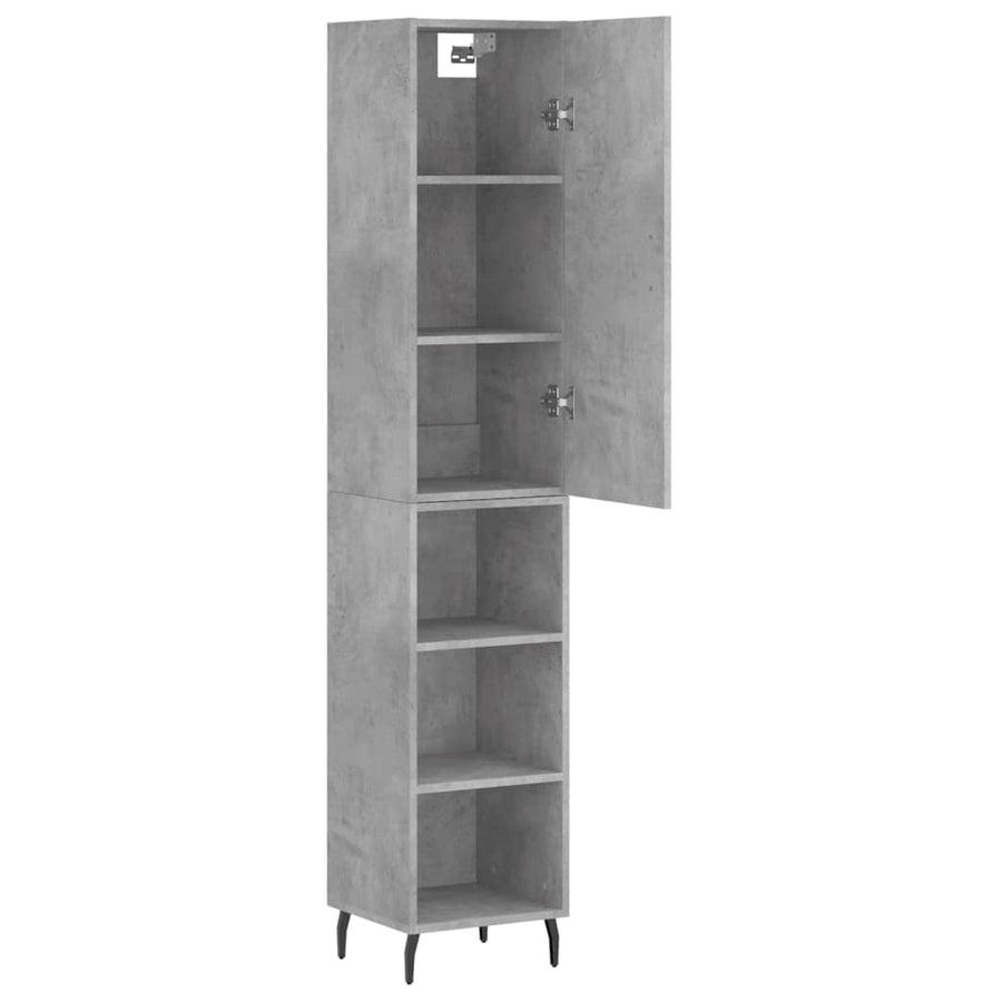 Hoge Kast 34,5X34X180 Cm Bewerkt Hout Betongrijs