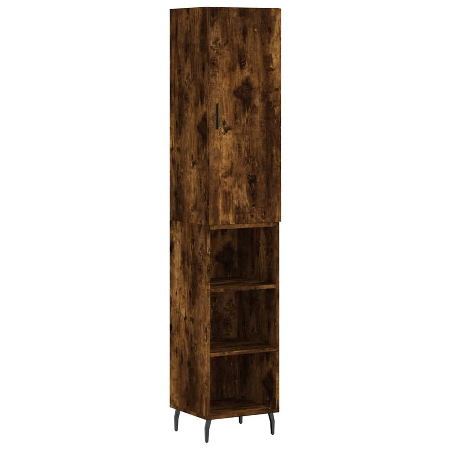 Hoge Kast 34,5X34X180 Cm Bewerkt Hout Gerookt Eikenkleurig