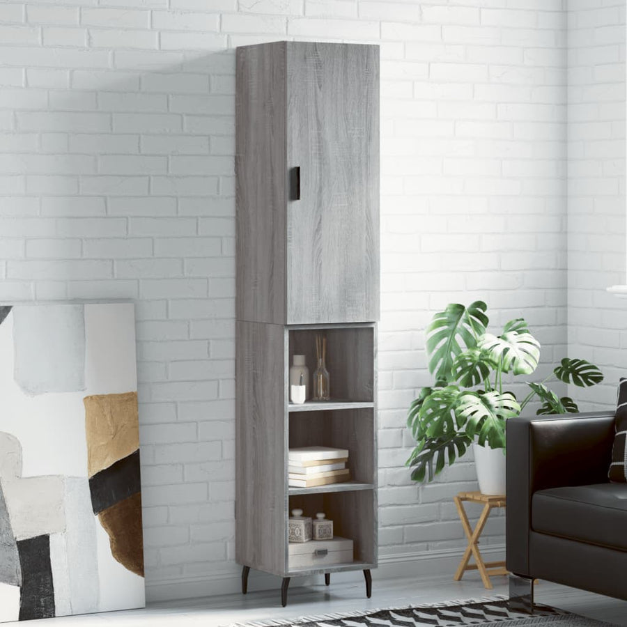 Hoge Kast 34,5X34X180 Cm Bewerkt Hout Grijs Sonoma Eikenkleurig