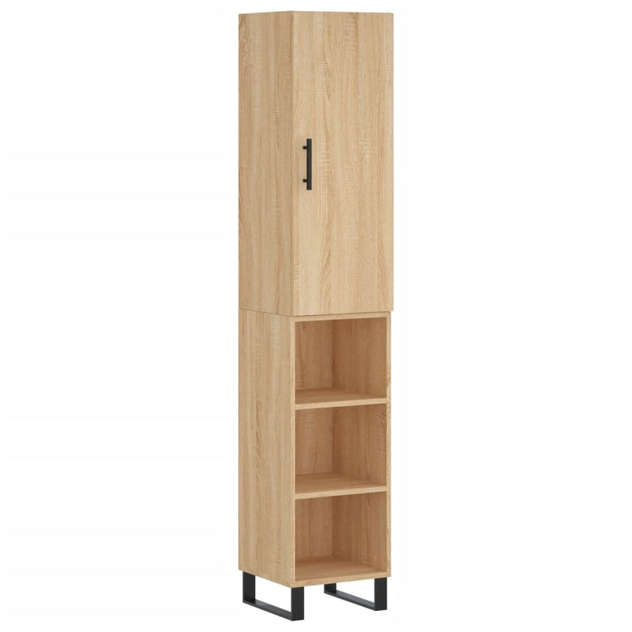 Hoge kast 34,5x34x180 cm bewerkt hout sonoma eikenkleurig