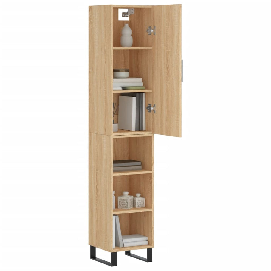 Hoge kast 34,5x34x180 cm bewerkt hout sonoma eikenkleurig