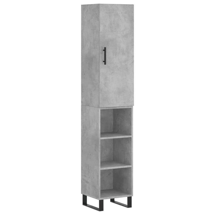 Hoge Kast 34,5X34X180 Cm Bewerkt Hout Betongrijs
