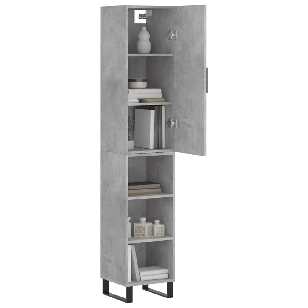 Hoge Kast 34,5X34X180 Cm Bewerkt Hout Betongrijs
