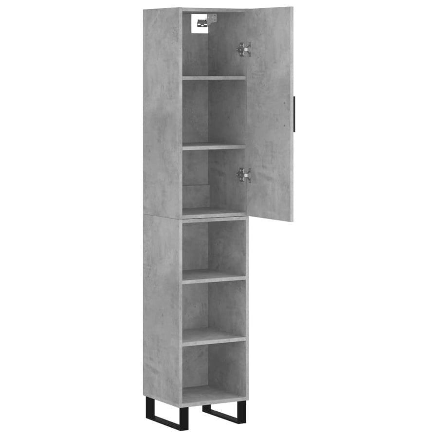 Hoge Kast 34,5X34X180 Cm Bewerkt Hout Betongrijs