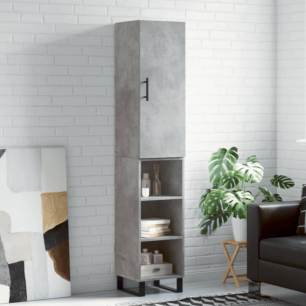Hoge Kast 34,5X34X180 Cm Bewerkt Hout Betongrijs