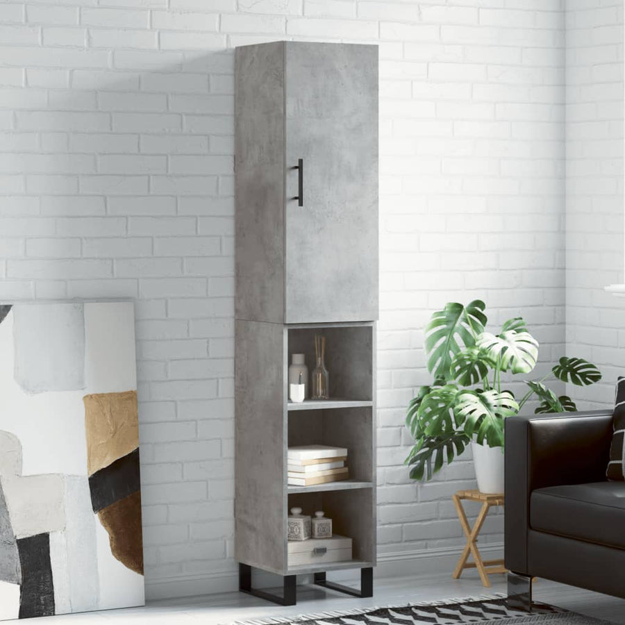 Hoge Kast 34,5X34X180 Cm Bewerkt Hout Betongrijs