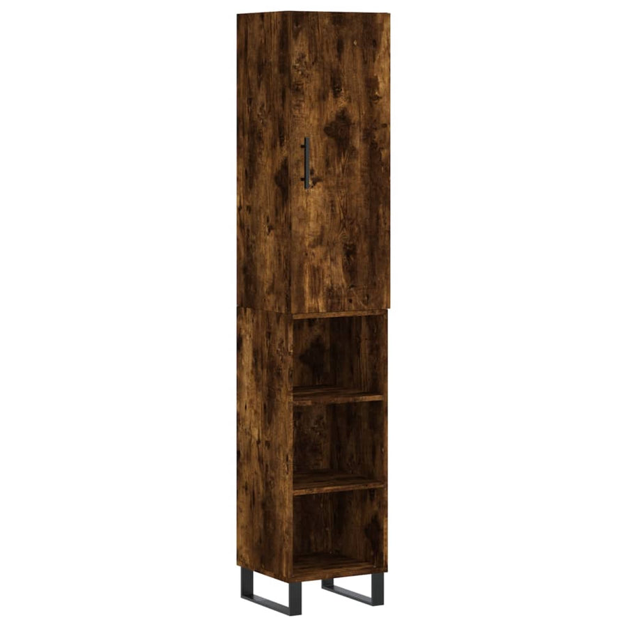 Hoge Kast 34,5X34X180 Cm Bewerkt Hout Gerookt Eikenkleurig