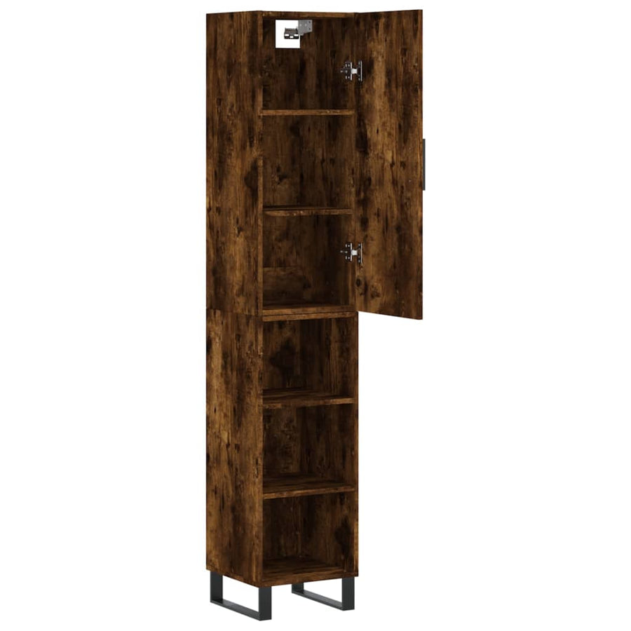 Hoge Kast 34,5X34X180 Cm Bewerkt Hout Gerookt Eikenkleurig