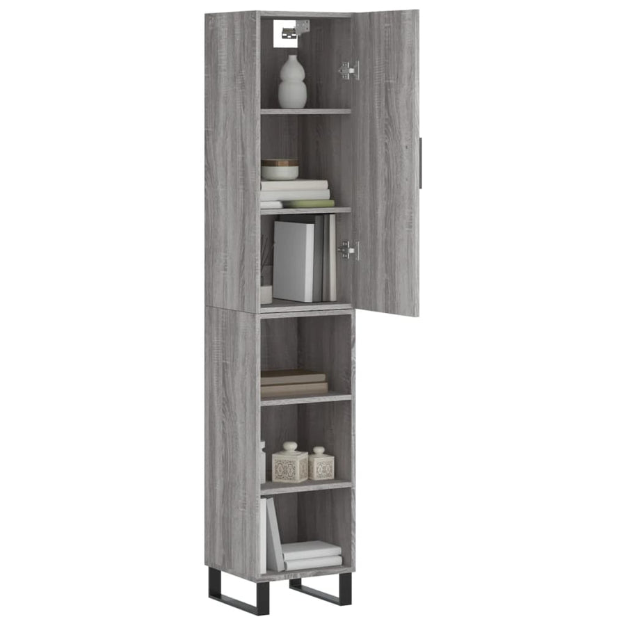 Hoge kast 34,5x34x180 cm bewerkt hout grijs sonoma eikenkleurig
