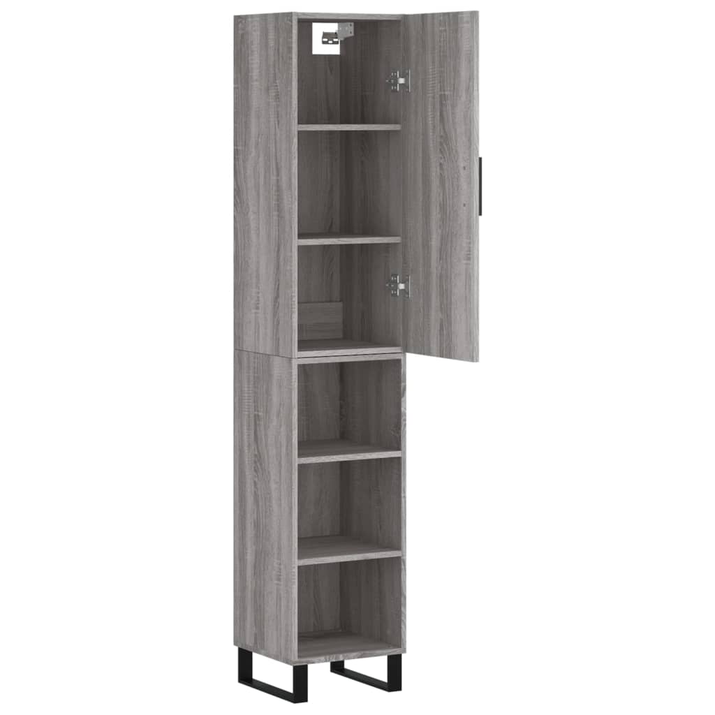 Hoge kast 34,5x34x180 cm bewerkt hout grijs sonoma eikenkleurig