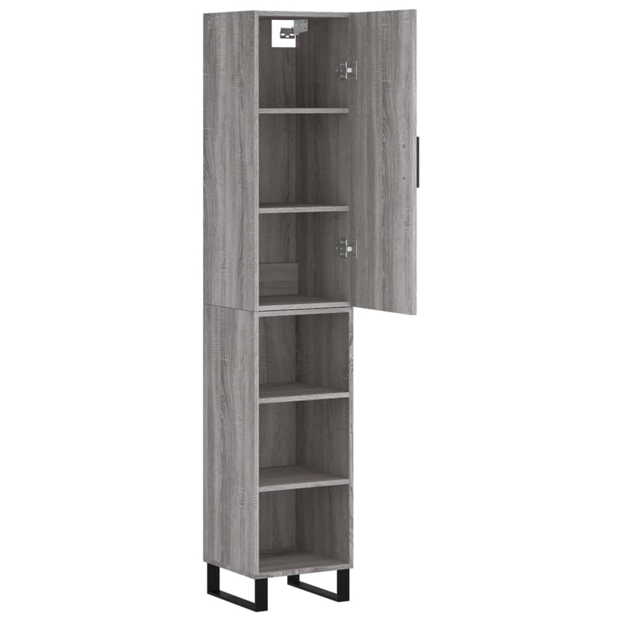 Hoge kast 34,5x34x180 cm bewerkt hout grijs sonoma eikenkleurig