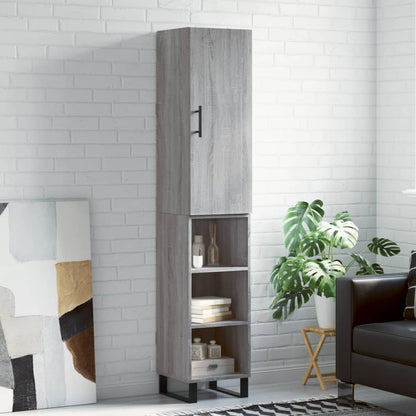 Hoge kast 34,5x34x180 cm bewerkt hout grijs sonoma eikenkleurig